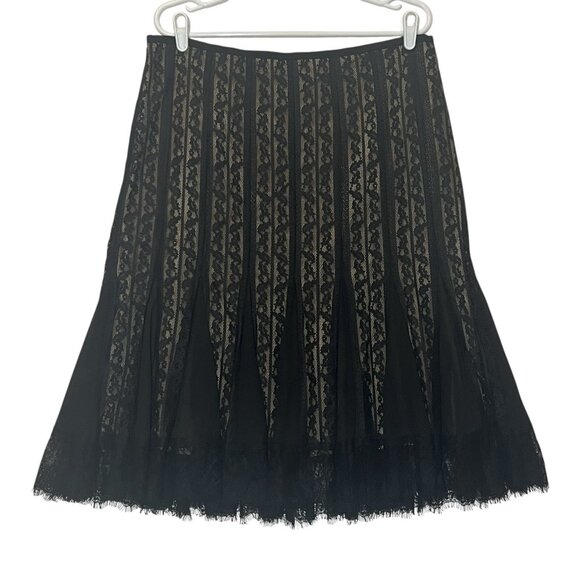 Ann Taylor LOFT Dresses & Skirts - Ann Taylor Loft Pleated Mid Skirt Size 14 Black Lace Cocktail Gothic New